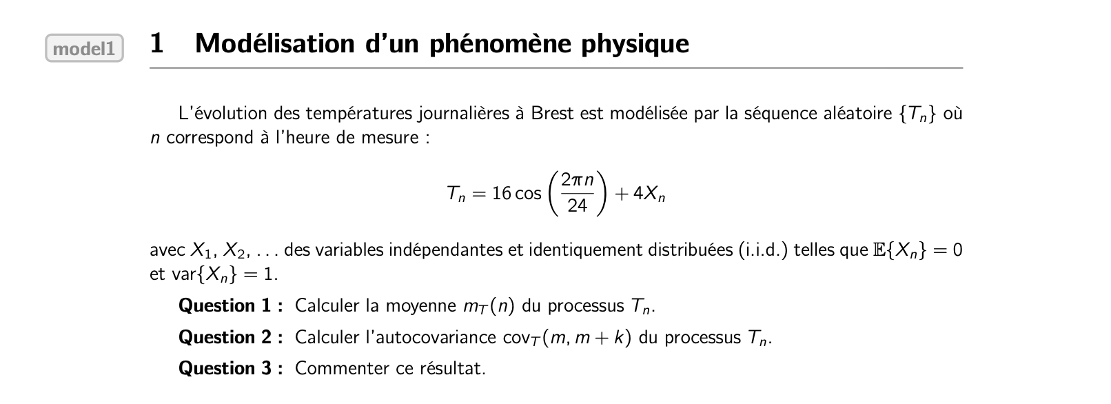 Deuxième exemple d'énoncé d'exercice de physique envoyé par un étudiant